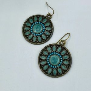 Blue and bronze earrings